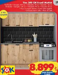 TİNO 200 CM EVYELİ MUTFAK